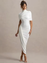 Taylor - Asymmetric Twisted Cape Maxi Dress